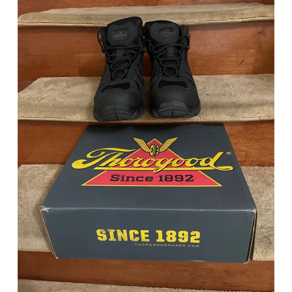 NWB Thorogood Black Composite Safety Toe Boots Men’s Size 10